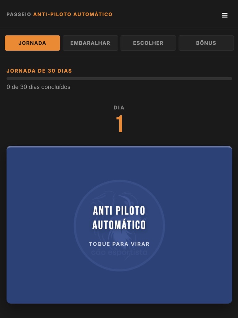 Tela da jornada de 30 dias