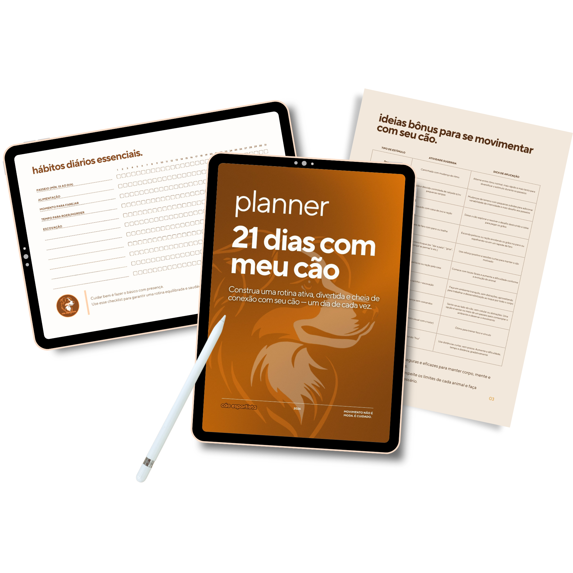 O Planner 21 Dias com Meu Cão foi criado para tutores que querem mais constância, estímulo e vínculo — mesmo com pouco tempo.